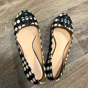 Tory Burch ballet flats in cream polka dots